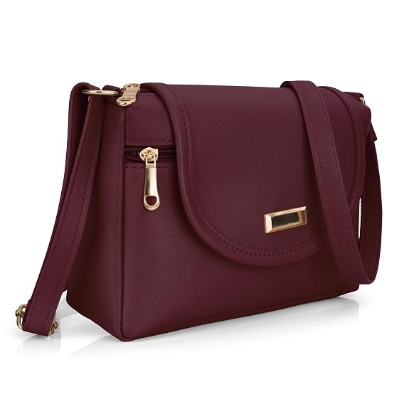 Bag in Stylish Women's Leather Shoulder Bag Embroidered Flap Crossbody Purse with Zipper Compartments & Adjustable Strap