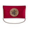 J I ACCESSORIES Golden Medallion Velvet Clutch Purse