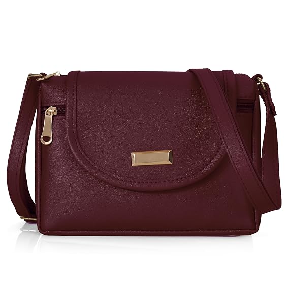Bag in Stylish Women's Leather Shoulder Bag Embroidered Flap Crossbody Purse with Zipper Compartments & Adjustable Strap