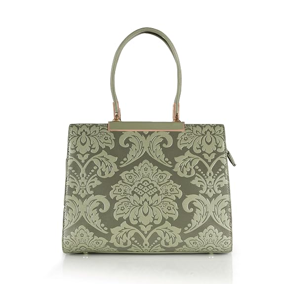 J I Designer Inspired Floral Embossed Tote – Top Handle & Crossbody Bag for Women