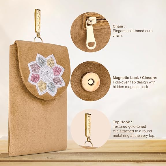 Bag in Women's Flower Beaded Mobile Pouch