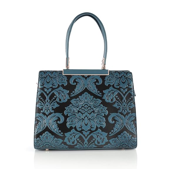 J I Designer Inspired Floral Embossed Tote – Top Handle & Crossbody Bag for Women