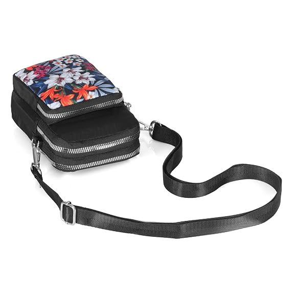 Bag in Bag In Floral Crossbody Bag with Multiple Zippered Compartments - Compact, Stylish and Convenient for Travel and Daily Use