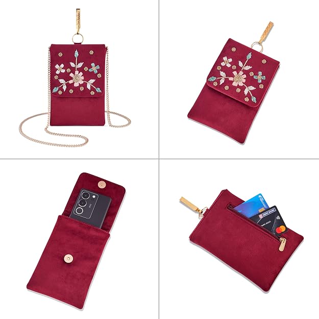 Bag in Floral Beaded Mobile Sling Bag for Women