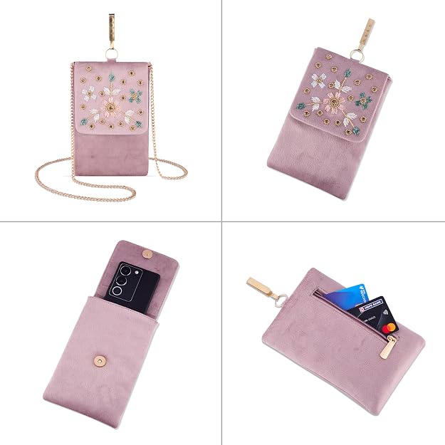 Bag in Floral Beaded Mobile Sling Bag for Women