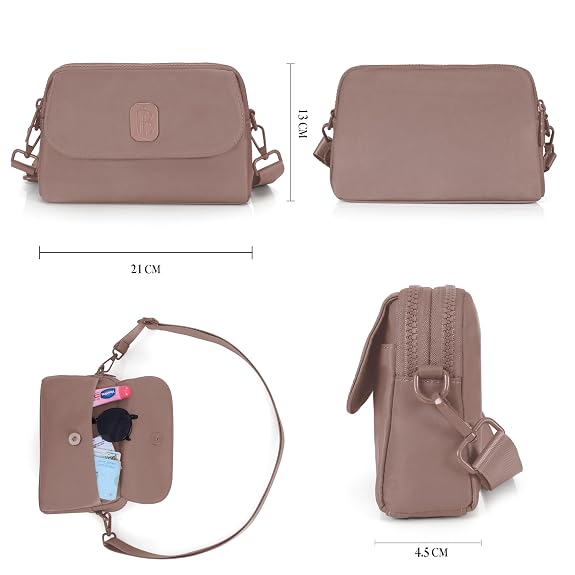 J I Women’s Small Crossbody Bag, Lightweight Shoulder Sling Purse with Adjustable Strap, Flap & Zipper Closure for Travel and Daily Use
