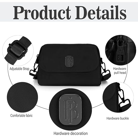 J I Women’s Small Crossbody Bag, Lightweight Shoulder Sling Purse with Adjustable Strap, Flap & Zipper Closure for Travel and Daily Use