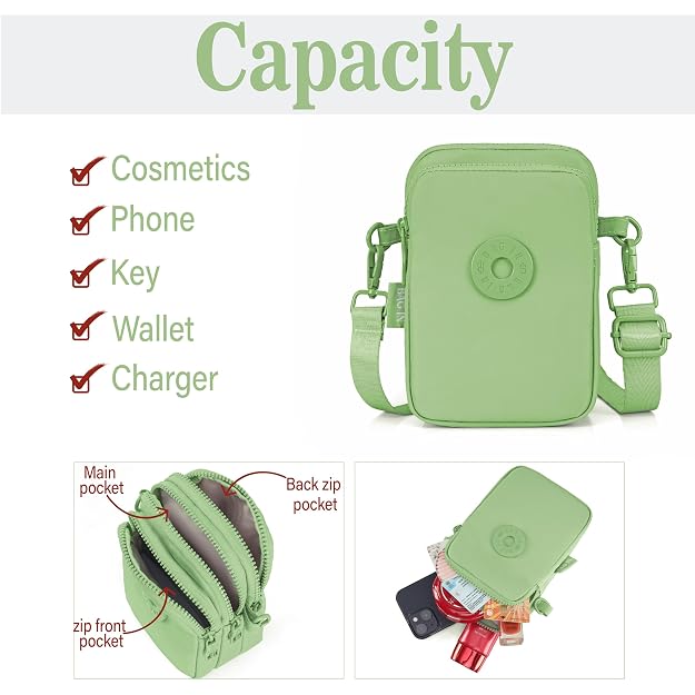 BAG IN Crossbody Travel Bag with Adjustable Strap, Multi-Pocket Phone Purse, Lightweight Nylon Shoulder Bag for Everyday Essentials