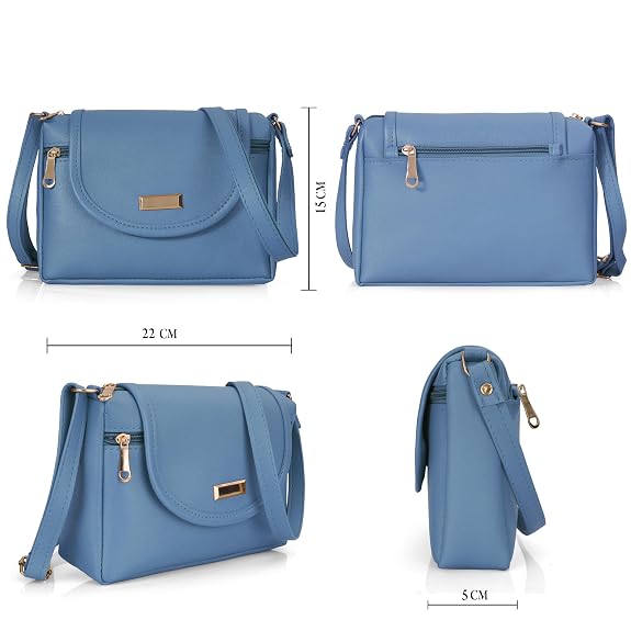 Bag in Stylish Women's Leather Shoulder Bag Embroidered Flap Crossbody Purse with Zipper Compartments & Adjustable Strap