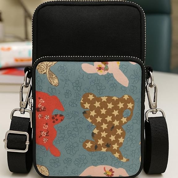 Bag in Bag In Floral Crossbody Bag with Multiple Zippered Compartments - Compact, Stylish and Convenient for Travel and Daily Use
