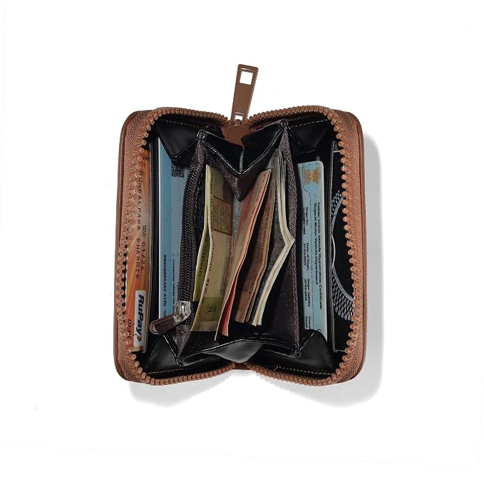 JI TravelMate Hanging Wallet Purse Women's Wallet Zipper Premium Wallet (Brown)