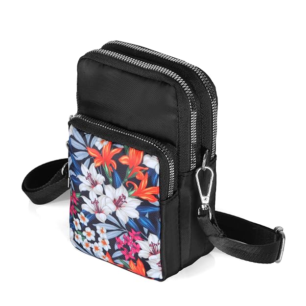 Bag in Women’s Floral Crossbody Phone Bag – Multi-Pocket Small Shoulder Purse with Adjustable Strap