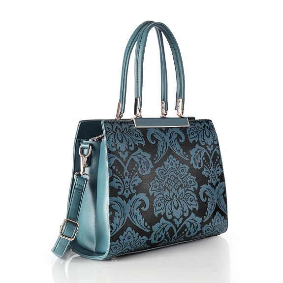 J I Designer Inspired Floral Embossed Tote – Top Handle & Crossbody Bag for Women