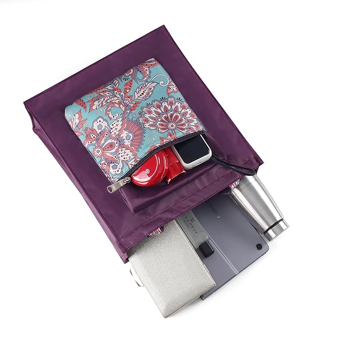 Bag in Foldable Tote Bag for Travel & Grocery – Floral Design, Zipper Closure