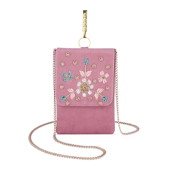 Bag in Floral Beaded Mobile Sling Bag for Women