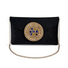 J I ACCESSORIES Golden Medallion Velvet Clutch Purse