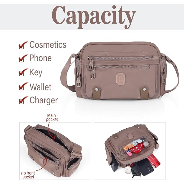 Bag in Fashionable Crossbody Messenger Bag for Women | Durable Nylon Side Bag with Zip Closure