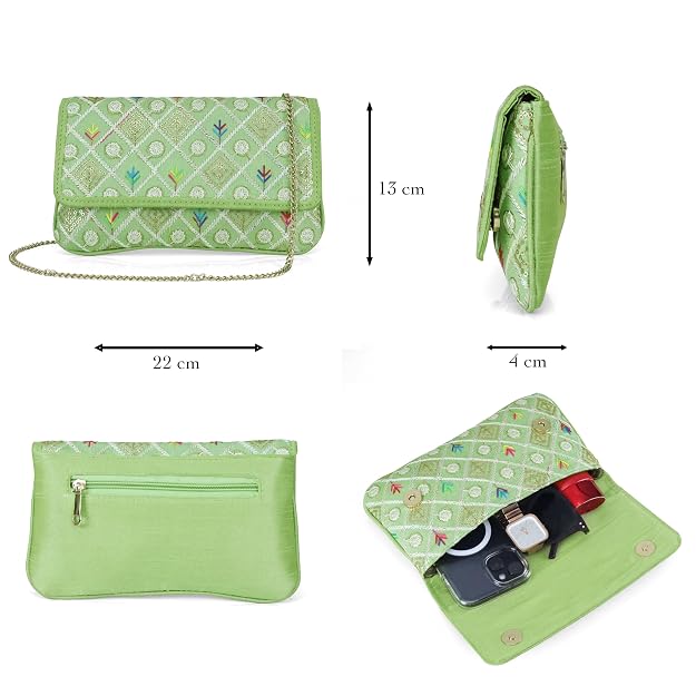 BAG IN Handmade Embroidered Sling Clutch – Wedding, Party & Festive Occasion Purse