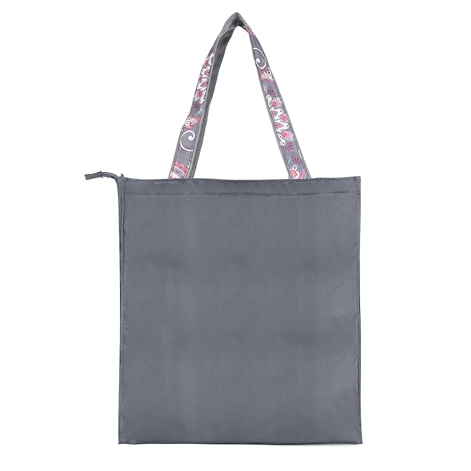 Bag in Foldable Tote Bag for Travel & Grocery – Floral Design, Zipper Closure