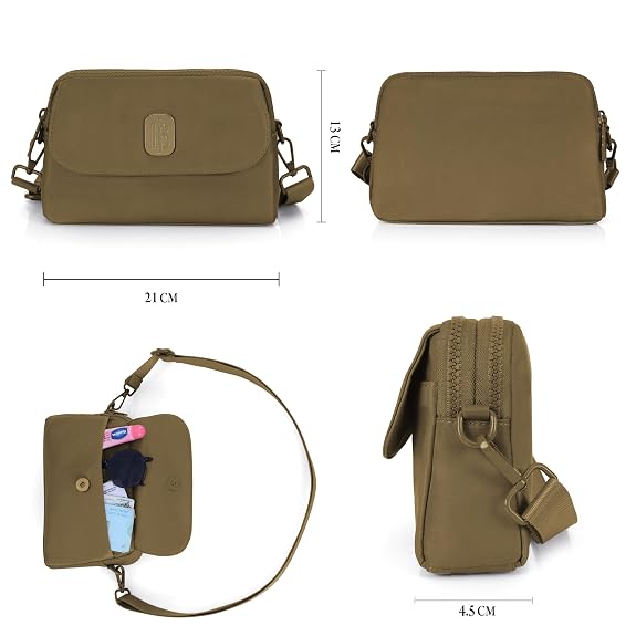 J I Women’s Small Crossbody Bag, Lightweight Shoulder Sling Purse with Adjustable Strap, Flap & Zipper Closure for Travel and Daily Use