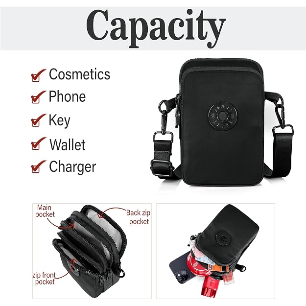 BAG IN Crossbody Travel Bag with Adjustable Strap, Multi-Pocket Phone Purse, Lightweight Nylon Shoulder Bag for Everyday Essentials