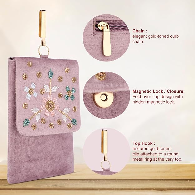 Bag in Floral Beaded Mobile Sling Bag for Women