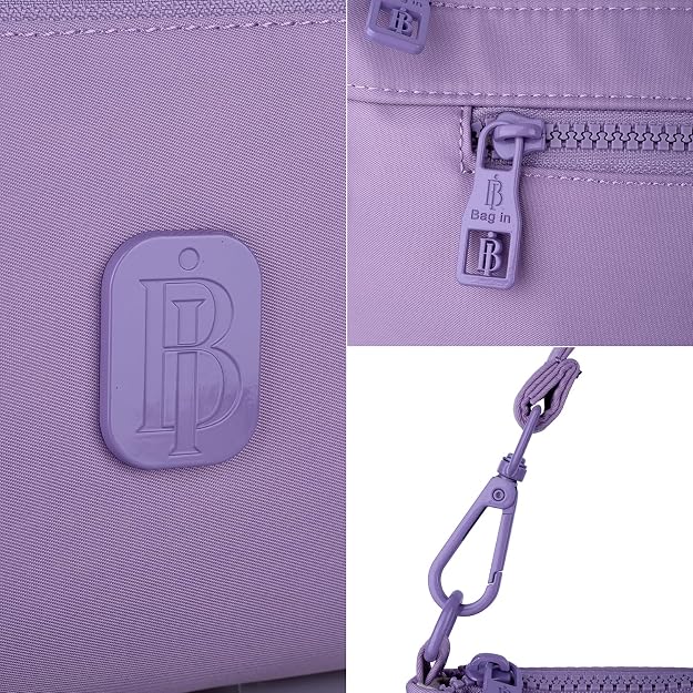 Bag In Nylon Shoulder Bag for Women, Compact Lightweight Zippered Crossbody Purse