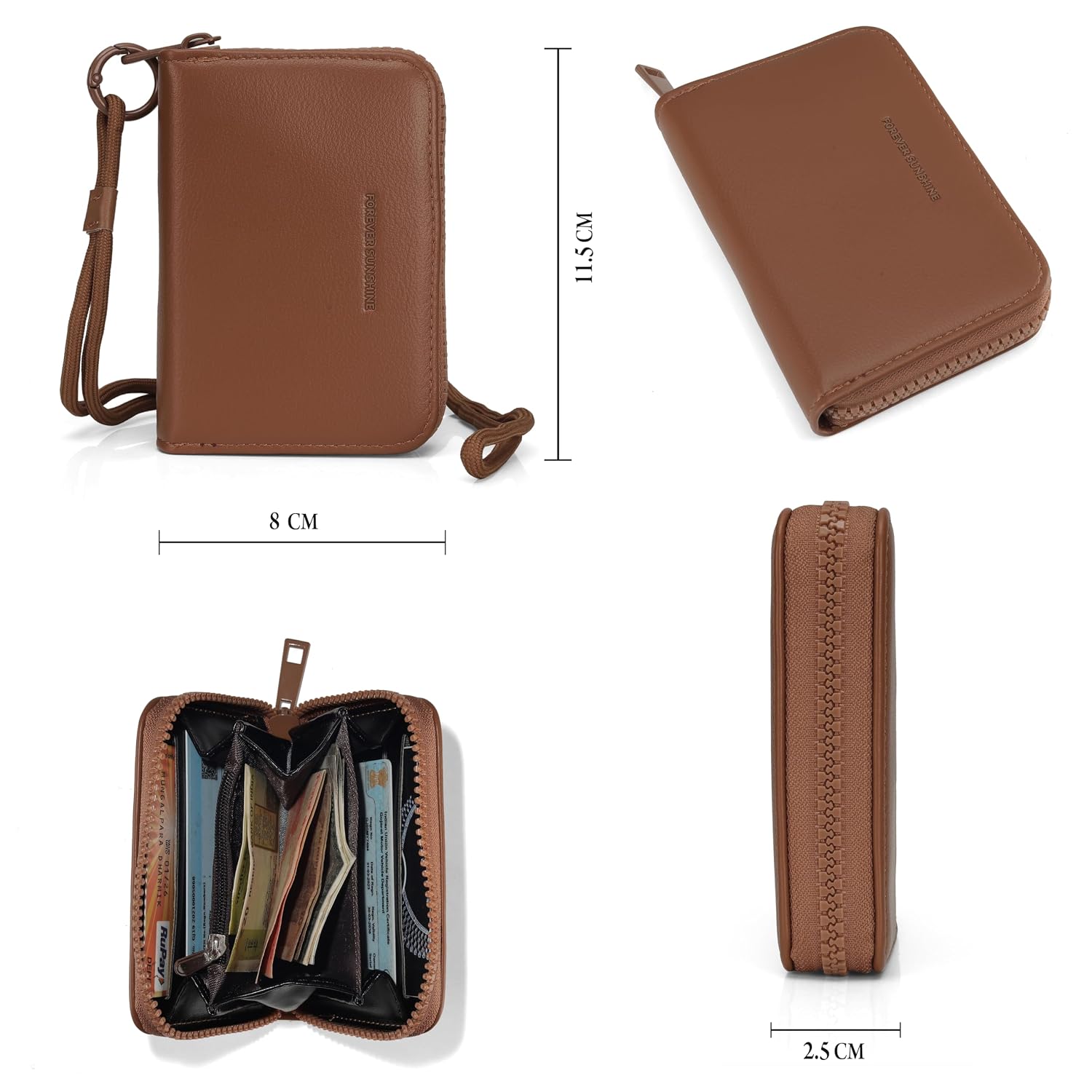 JI TravelMate Hanging Wallet Purse Women's Wallet Zipper Premium Wallet (Brown)