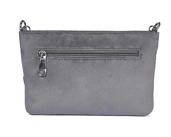 J I ACCESSORIES Velvet Hand-Embroidered Floral Clutch