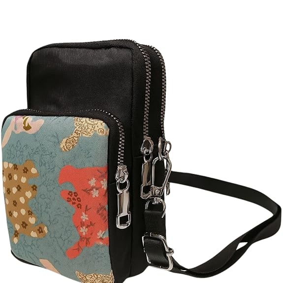 Bag in Bag In Floral Crossbody Bag with Multiple Zippered Compartments - Compact, Stylish and Convenient for Travel and Daily Use