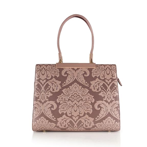 J I Designer Inspired Floral Embossed Tote – Top Handle & Crossbody Bag for Women