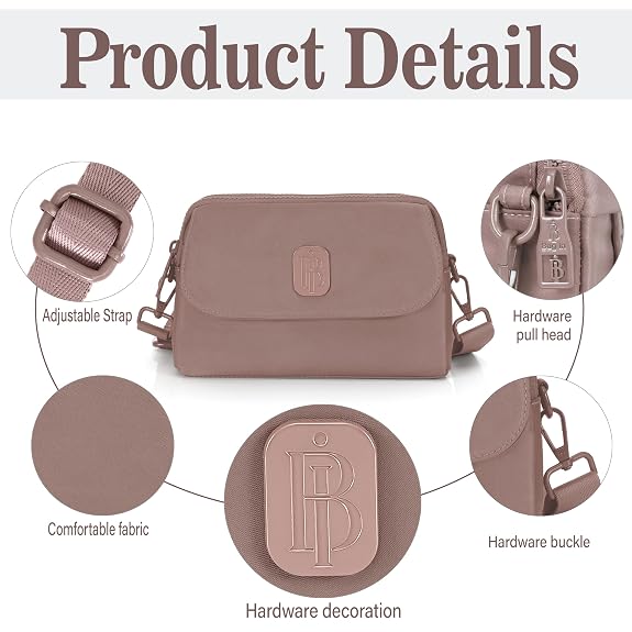 J I Women’s Small Crossbody Bag, Lightweight Shoulder Sling Purse with Adjustable Strap, Flap & Zipper Closure for Travel and Daily Use