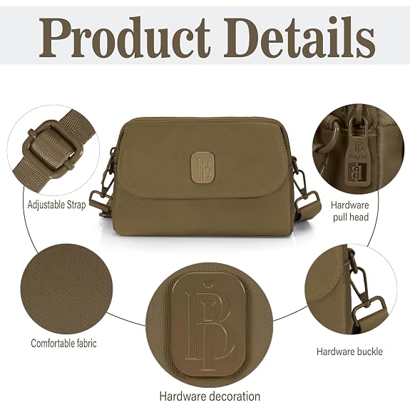 J I Women’s Small Crossbody Bag, Lightweight Shoulder Sling Purse with Adjustable Strap, Flap & Zipper Closure for Travel and Daily Use