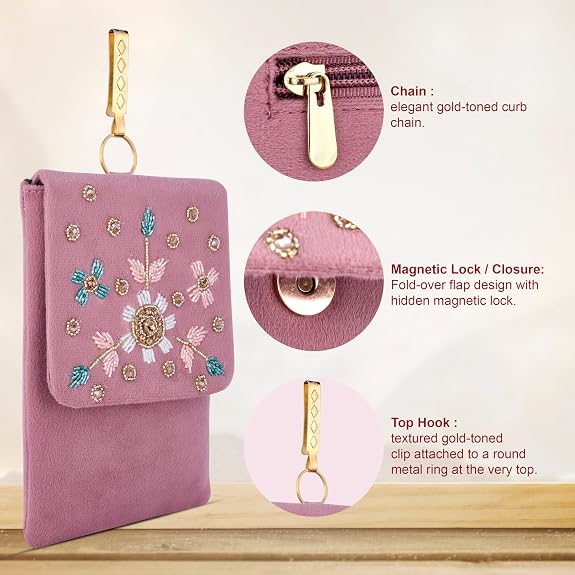 Bag in Floral Beaded Mobile Sling Bag for Women