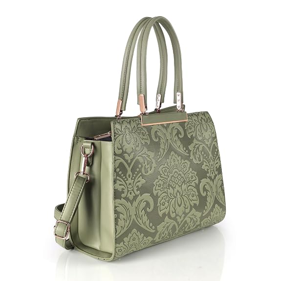 J I Designer Inspired Floral Embossed Tote – Top Handle & Crossbody Bag for Women
