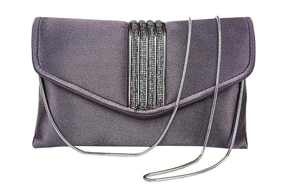 Bag in Elegant Satin Evening Clutch Bag Stylish Envelope Purse with Rhinestone Detail and Detachable Chain Perfect for Formal Events and Special Occasions