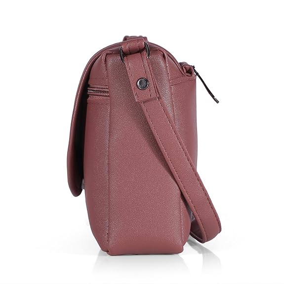Bag in Stylish Women's Leather Shoulder Bag Embroidered Flap Crossbody Purse with Zipper Compartments & Adjustable Strap