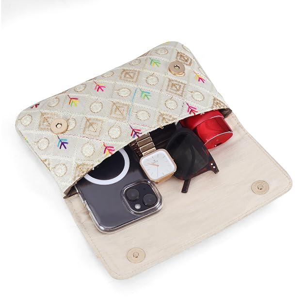 BAG IN Handmade Embroidered Sling Clutch – Wedding, Party & Festive Occasion Purse