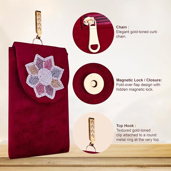 Bag in Women's Flower Beaded Mobile Pouch