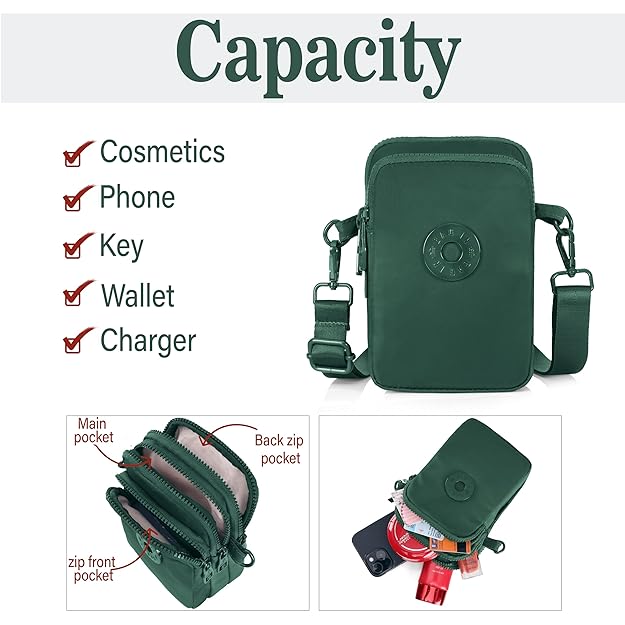 BAG IN Crossbody Travel Bag with Adjustable Strap, Multi-Pocket Phone Purse, Lightweight Nylon Shoulder Bag for Everyday Essentials
