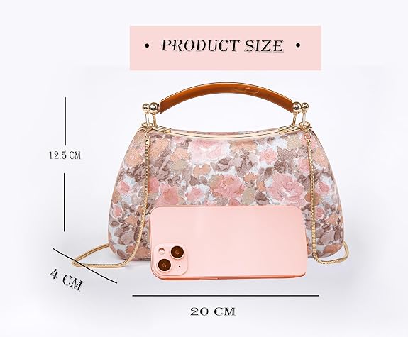 Bag in Floral Handbag with Gold Accents & Crossbody Strap Stylish and Compact Accessory for Every Occasion