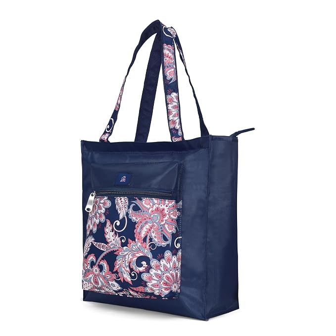 Bag in Foldable Tote Bag for Travel & Grocery – Floral Design, Zipper Closure