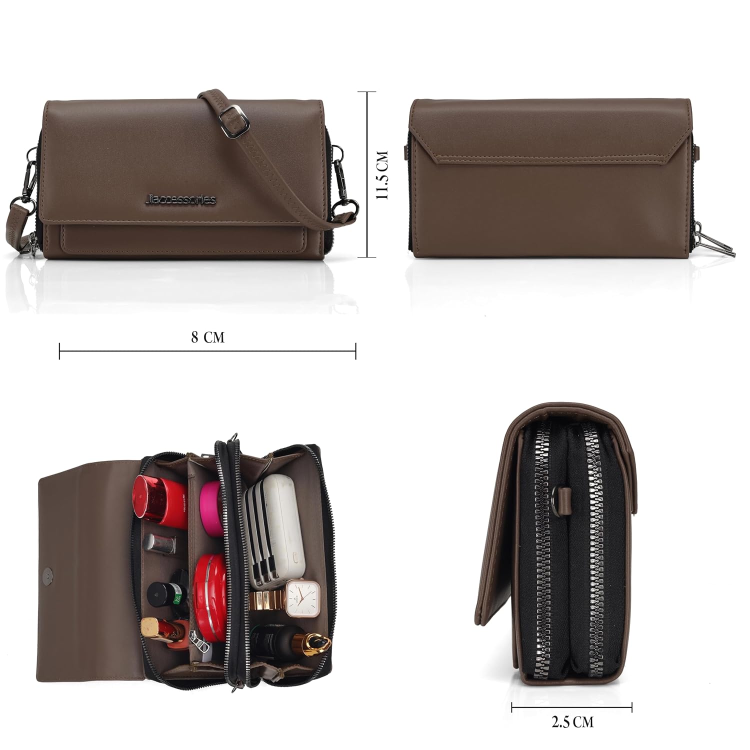 J I Elegant Premium Women’s Clutch Wallet Luxury Look with Zip Closure