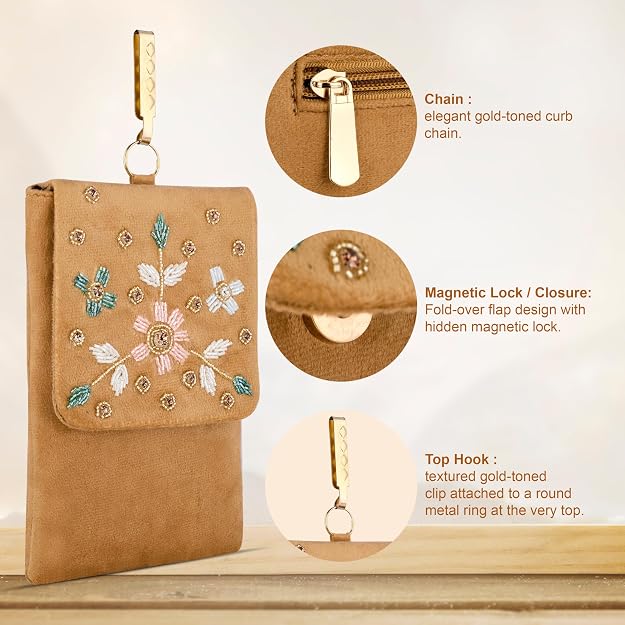 Bag in Floral Beaded Mobile Sling Bag for Women