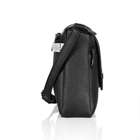 Bag in Stylish Women's Leather Shoulder Bag Embroidered Flap Crossbody Purse with Zipper Compartments & Adjustable Strap