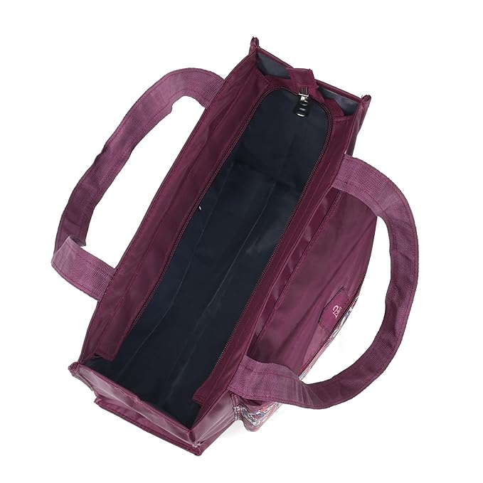 Bag in Foldable Tote Bag for Travel & Grocery – Floral Design, Zipper Closure