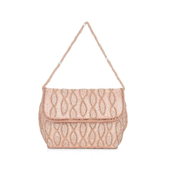BAG IN Elegant Beaded Evening Clutch Purse with Detachable Chain Strap – Handcrafted Party Shoulder Bag for Women