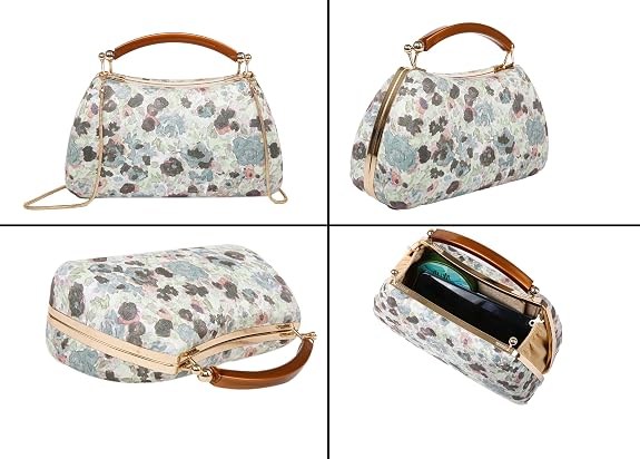 Bag in Floral Handbag with Gold Accents & Crossbody Strap Stylish and Compact Accessory for Every Occasion