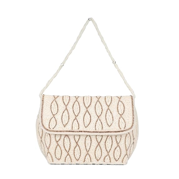BAG IN Elegant Beaded Evening Clutch Purse with Detachable Chain Strap – Handcrafted Party Shoulder Bag for Women