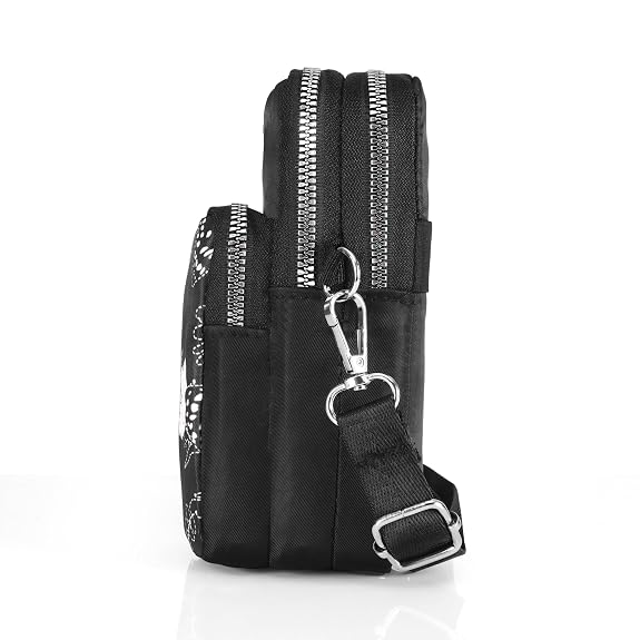 Bag in Bag In Floral Crossbody Bag with Multiple Zippered Compartments - Compact, Stylish and Convenient for Travel and Daily Use